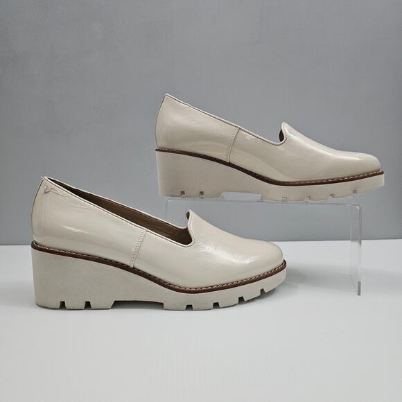 Vionic Willa Loafer Womens 9 Cream Patent Leather Wedge Slip On Arch Support - Picture 3 of 13